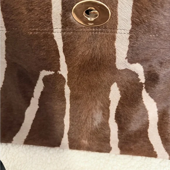 Coach Zebra Print Satchel in Brown and Black - Picture 6 of 14